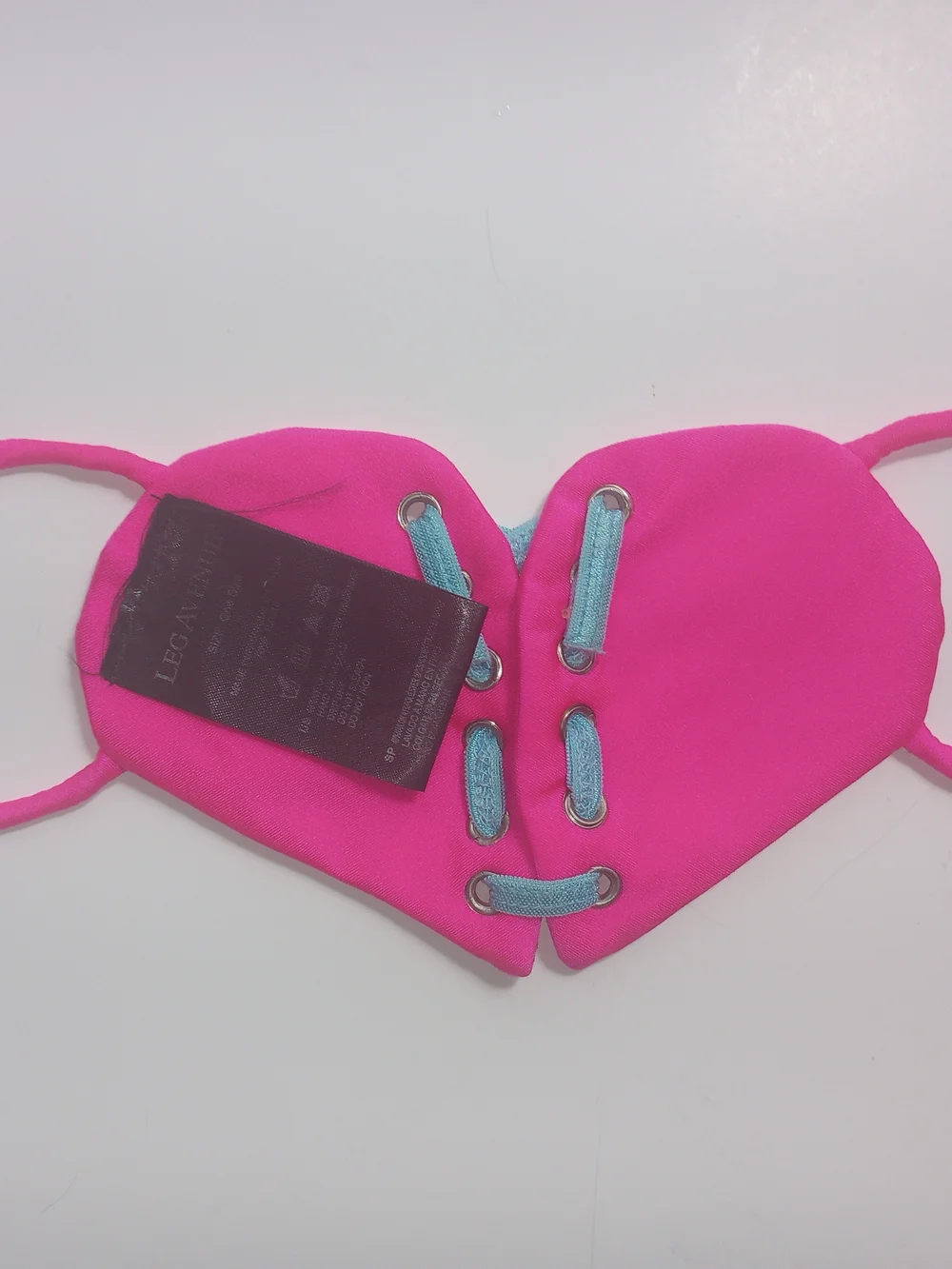 Y2K Rave Festival face mask pink/blue corseted heart